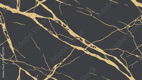 Seamless Black Marble and Gold Veins Pattern Design