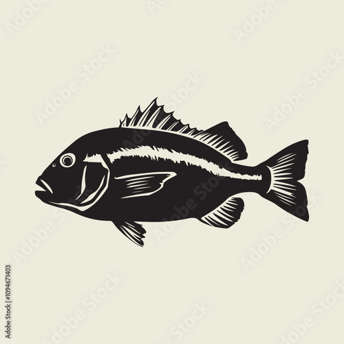 A fish head and a fish in the middle of a forest. A poster that says fish set on it.