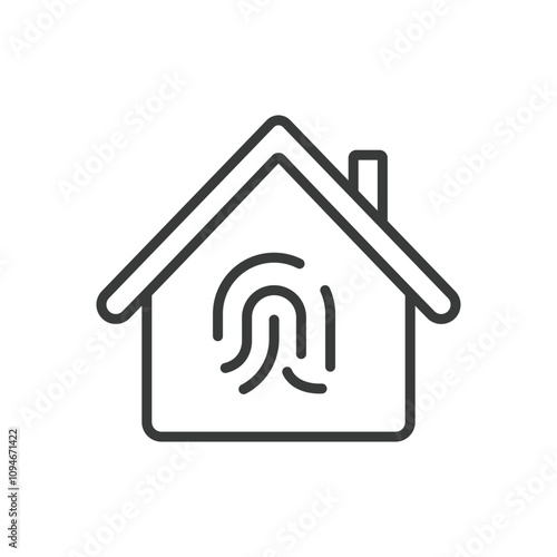 Fingerprint home lock, icon in line design. Fingerprint, home, lock, security, biometric, smart, door on white background vector. Fingerprint home lock editable stroke icon