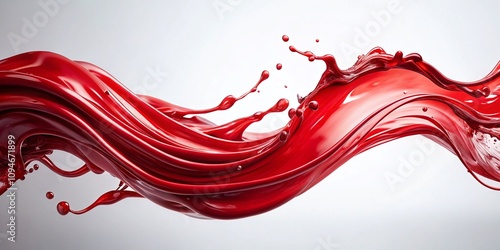 Thick Red Liquid Swirling Elegantly on a White Background, Capturing Dynamic Movement and Fluidity in Artful Abstract Photography