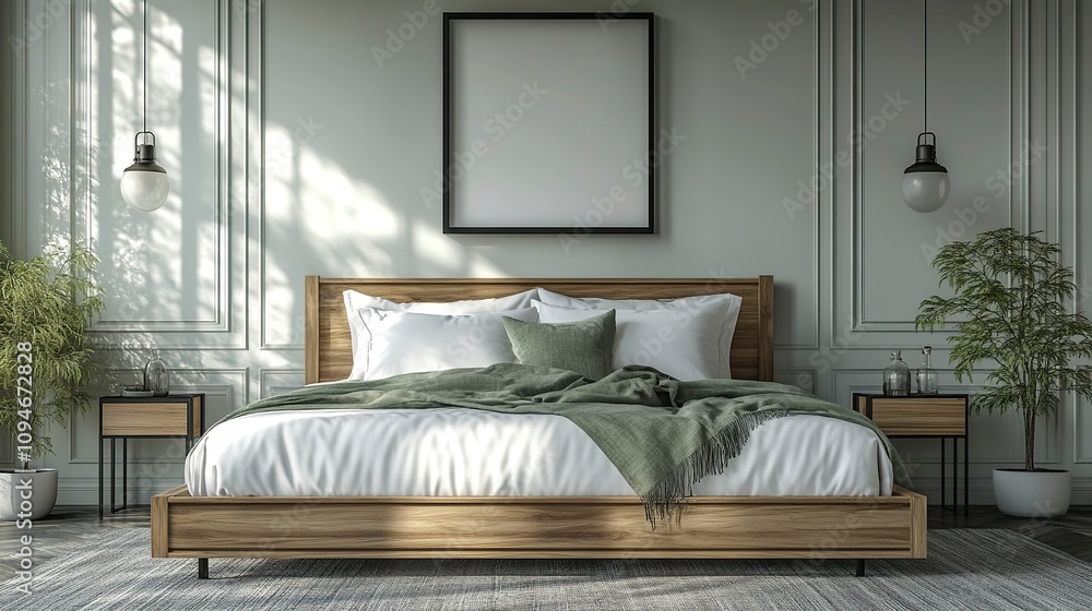 Stock photo of a Design a bright and cozy modern farmhouse master ...