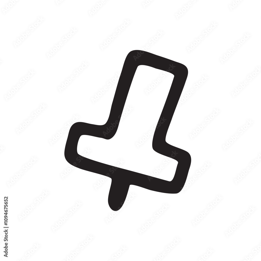 Doodle Push Pin or thumb tack icon. Line art style graphic design element. Web button. Office supplies, taking notes concept. Doodle Push Pin or thumb tack icon. Line art style graphic design element. Web button. Office supplies, taking notes concept.