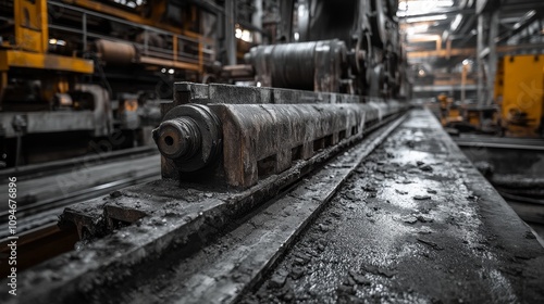 Close-up of Industrial Machinery in a Factory Setting