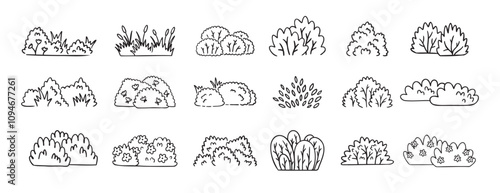 Wallpaper Mural Bushes doodle hand drawn line icon set. Bushes clipart outline Torontodigital.ca