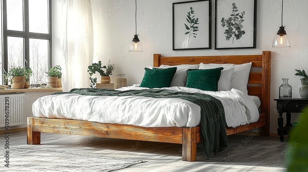 Stock photo of a Design a bright and cozy modern farmhouse master ...