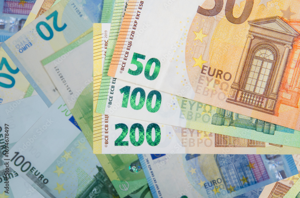 European banknotes, Euro currency from Europe, Euros. European banknotes, Euro currency from Europe, Euros.