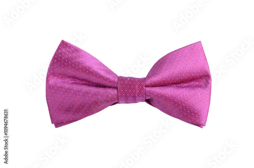 Elegant pink bow tie isolated on white background photo