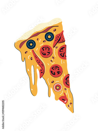 appetizing slice of pizza with stretching melted cheese