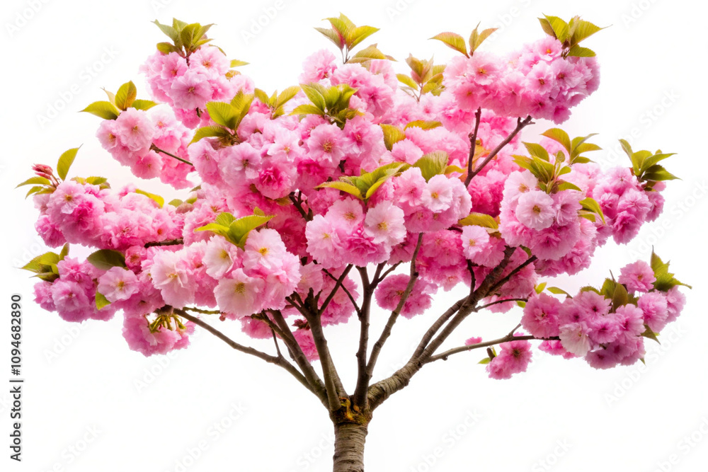 Naklejka premium Cherry flower, on white background