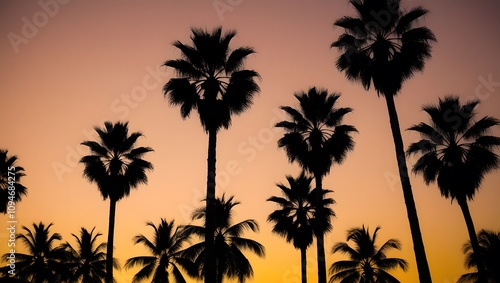 Tropical Sunset Palm Background