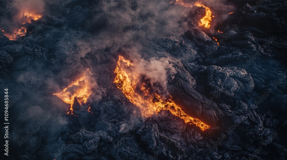 Lava Flow in Volcanic Landscape Lava Flow in Volcanic Landscape