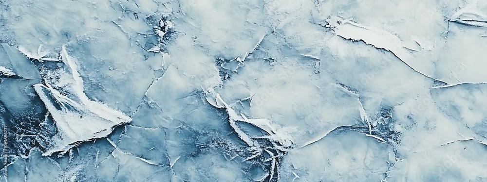 Naklejka premium acks. Winter seasonal background, mock up, flat lay, ice texture