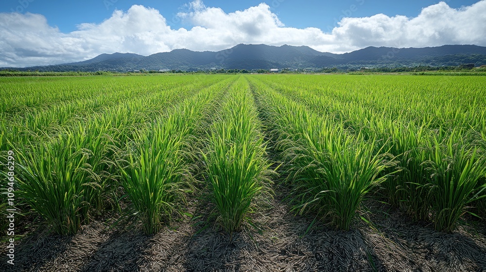 Rice Paddy Field with Mountain View Rice Paddy Field with Mountain View