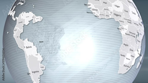 White Stylized World Map Brazil