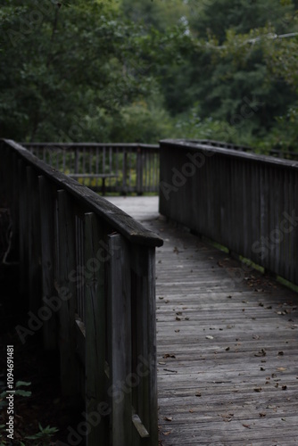 Wooden bridge over the river