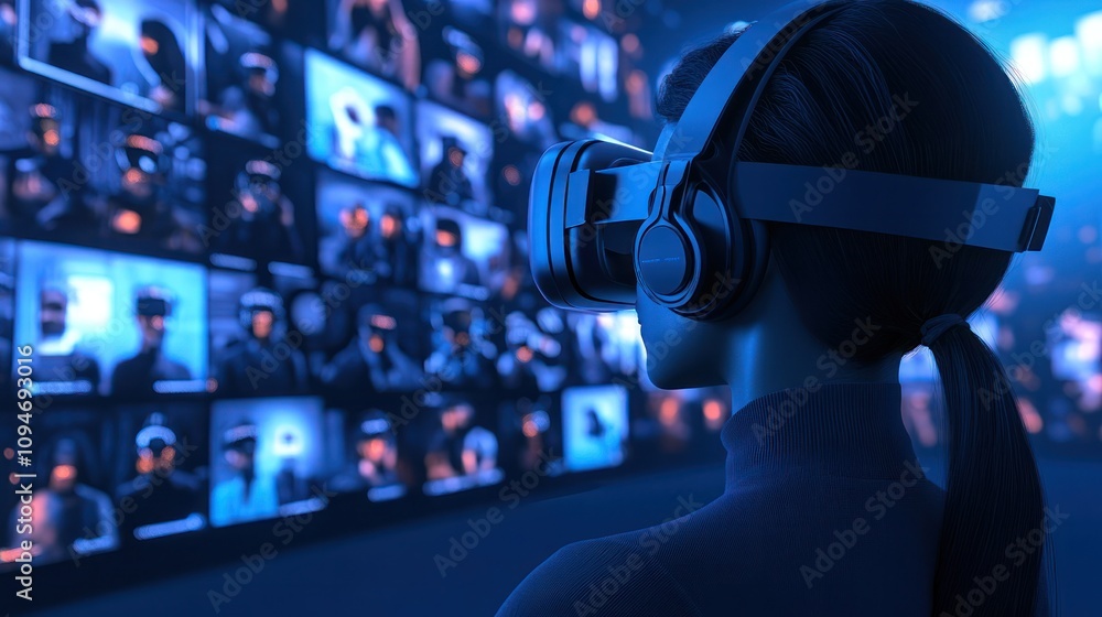 Global VR networking event for teams, virtual space with avatars in interaction Global VR networking event for teams, virtual space with avatars in interaction