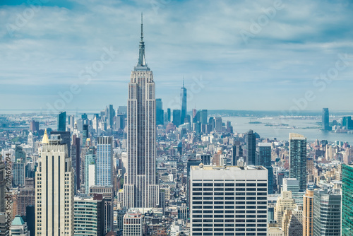 Panoramic view of Manhattan from Top of The Rock side , New York , USA