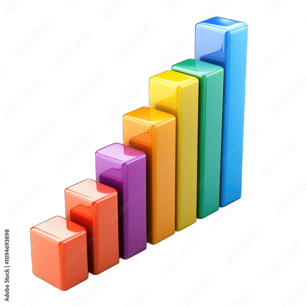 Colorful bar graph illustrating increasing data trends isolated on transparent background cutout png Colorful bar graph illustrating increasing data trends isolated on transparent background cutout png