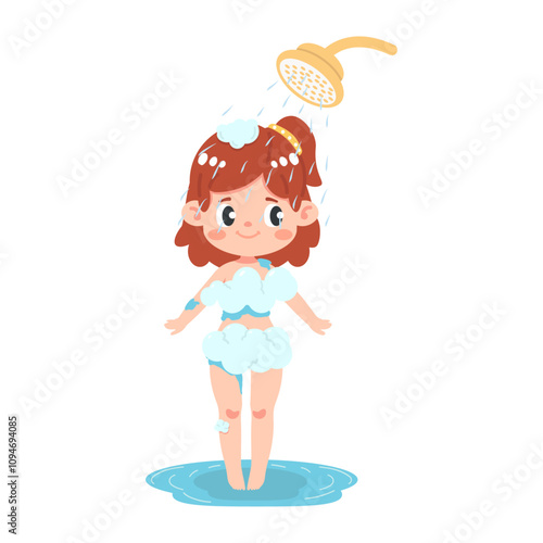 Kid girl human body Having Bath