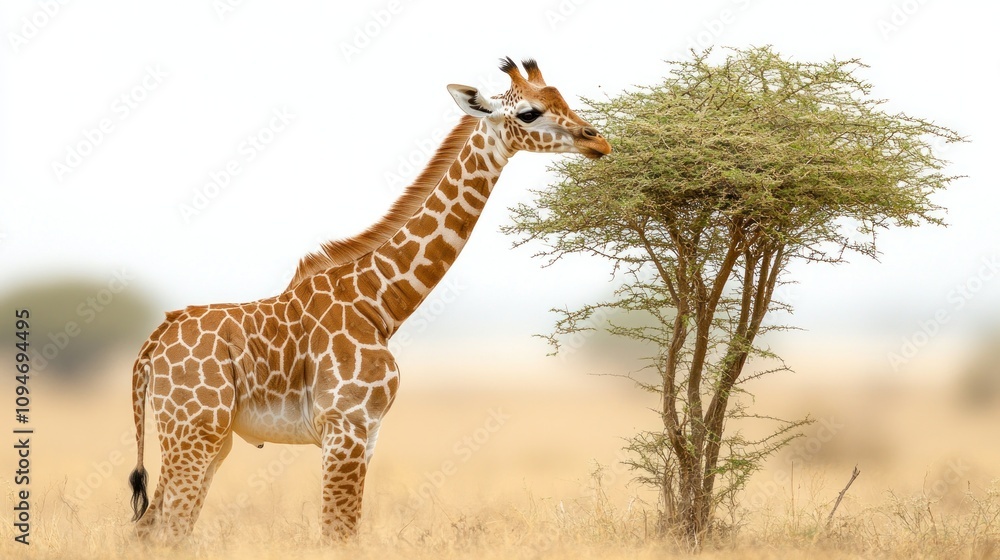 Obraz premium Giraffe Reaching for Leaves