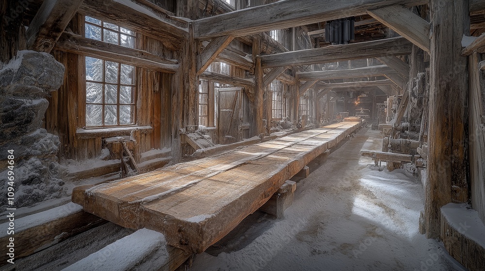 An Abandoned Wooden Workshop Covered in Snow An Abandoned Wooden Workshop Covered in Snow