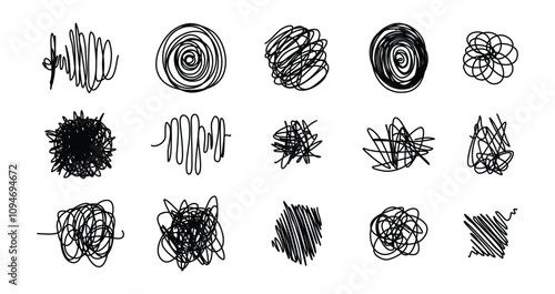Confusion Doodle line sketch style. sketchy pen lines and scribble hand drawn elements