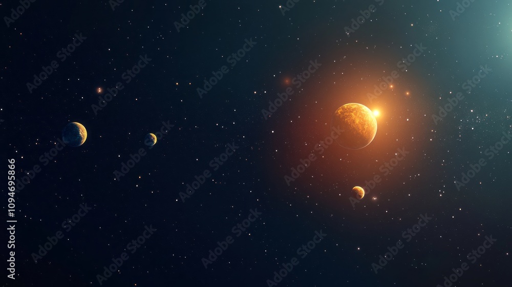 Naklejka premium solar system with space for text