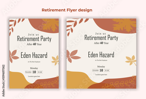 Happy Retirement Flyer Design, Confetti, pension, frame, Social media post design, celebration, old, doodle, traditional, invitation, flier, greeting card, senior, vector, holiday, retire , elder