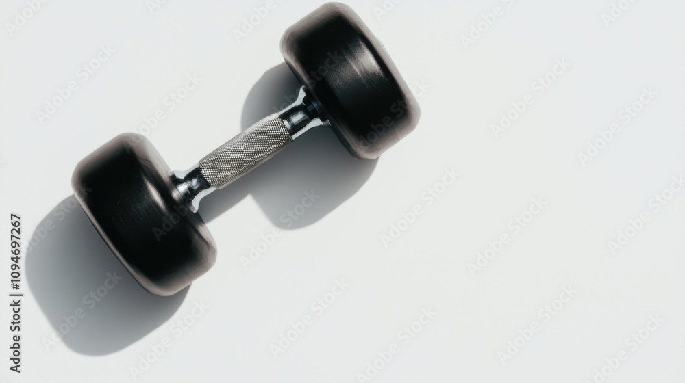 Minimalist dumbbell on clean white background with shadow Minimalist dumbbell on clean white background with shadow