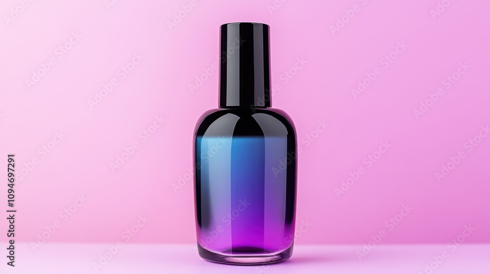 Vibrant gradient nail polish bottle on pink background Vibrant gradient nail polish bottle on pink background