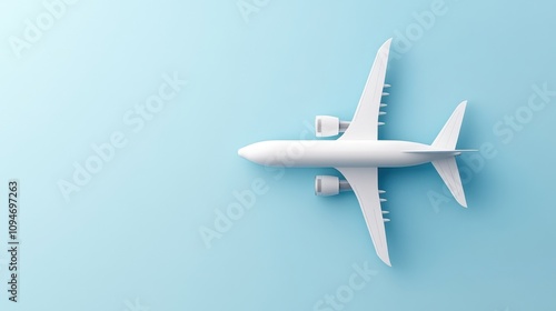Wallpaper Mural Minimalist white airplane on soft blue background: modern aerial travel concept Torontodigital.ca
