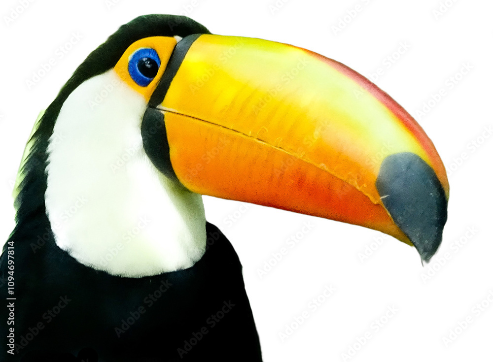 Fototapeta premium The beak of a Toco toucan isolated on white