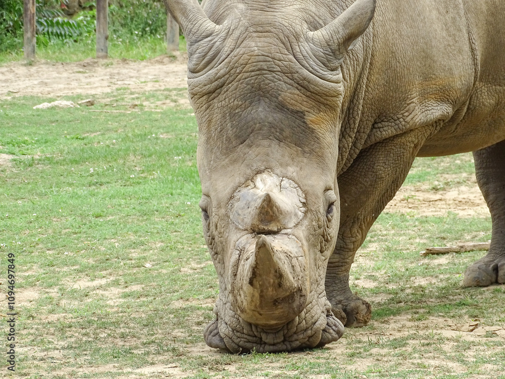 Obraz premium White rhinoceros at the zoo. Rhino