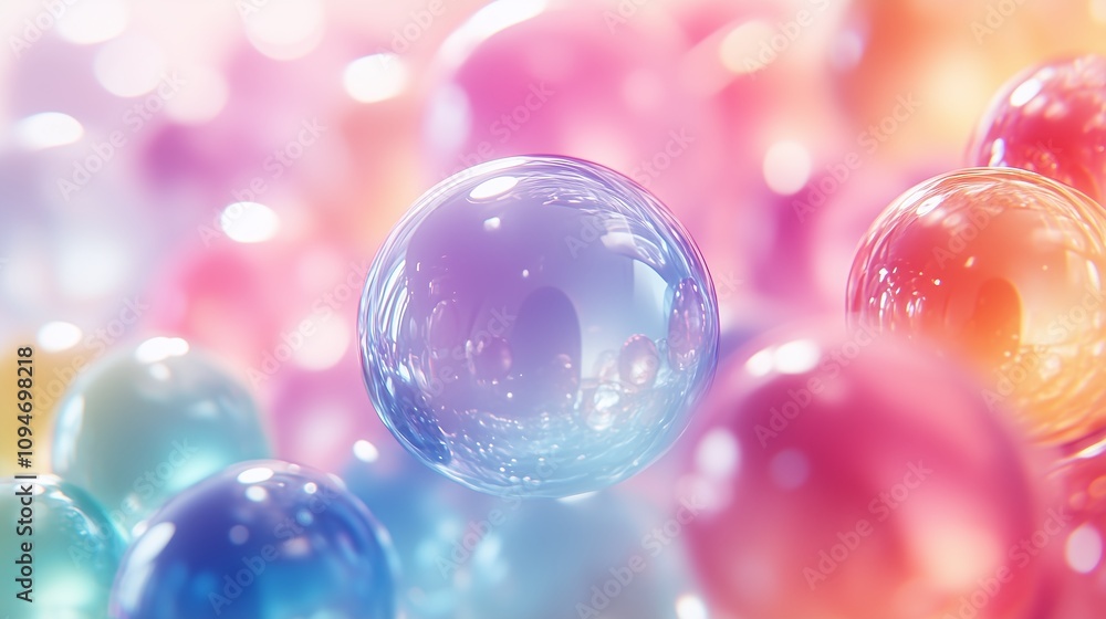 Colorful circles bubbles and oil droplets float in the water, health and skincare concept, revitalizing and nourishing the skin. Abstract bubbles in the air, 3d background render. Macro of bubbles Colorful circles bubbles and oil droplets float in the water, health and skincare concept, revitalizing and nourishing the skin. Abstract bubbles in the air, 3d background render. Macro of bubbles