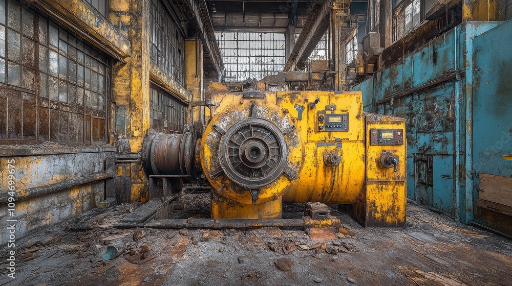 Rusty Industrial Machinery in an Abandoned Factory Rusty Industrial Machinery in an Abandoned Factory