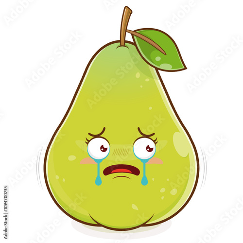 pear scared face cartoon cute