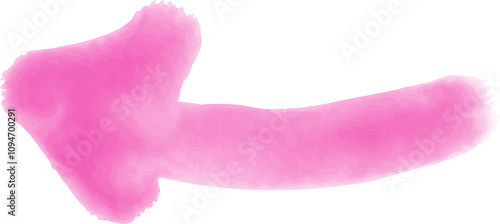 水彩で描いた左向きの矢印、ペイント　ピンク