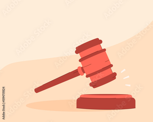 Vector illustration of a wooden judge's gavel, symbolizing the act of justice in a court session.Illustration for Human Rights Day, December 10.