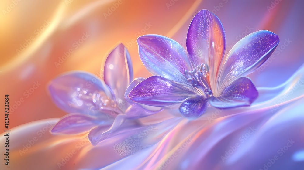 Fototapeta premium Traditional retro 3d purple enamel flower illustration poster background