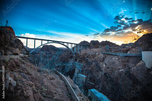 Mike O'Callaghan–Pat Tillman Memorial Bridge, bridge between two states Nevada - Arizona , USA