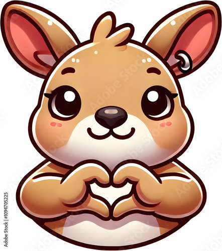 Cute kangaroo hand heart