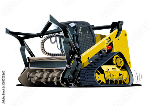 Vector Cartoon Land Clearing Mulcher