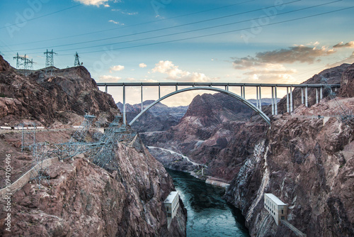 Mike O'Callaghan–Pat Tillman Memorial Bridge, bridge between two states Nevada - Arizona , USA