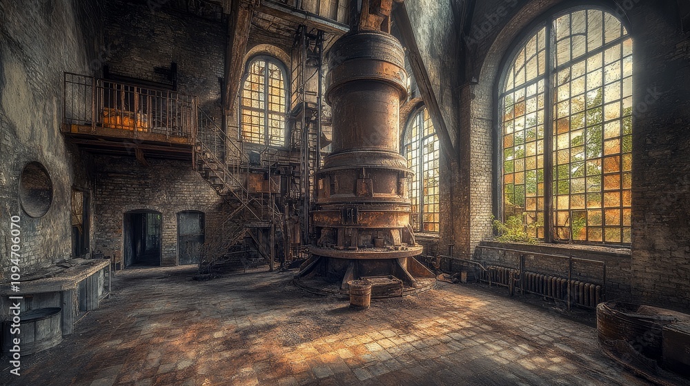 Sunbeams Illuminating an Abandoned Industrial Building Sunbeams Illuminating an Abandoned Industrial Building