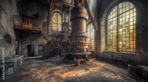 Sunbeams Illuminating an Abandoned Industrial Building