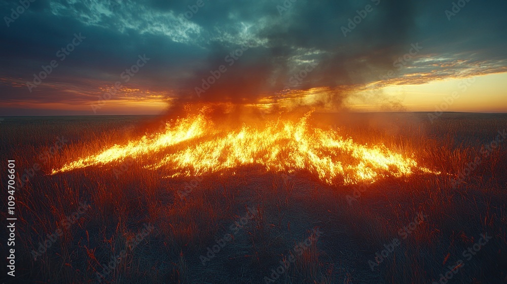 Obraz premium Fiery Sunset Landscape