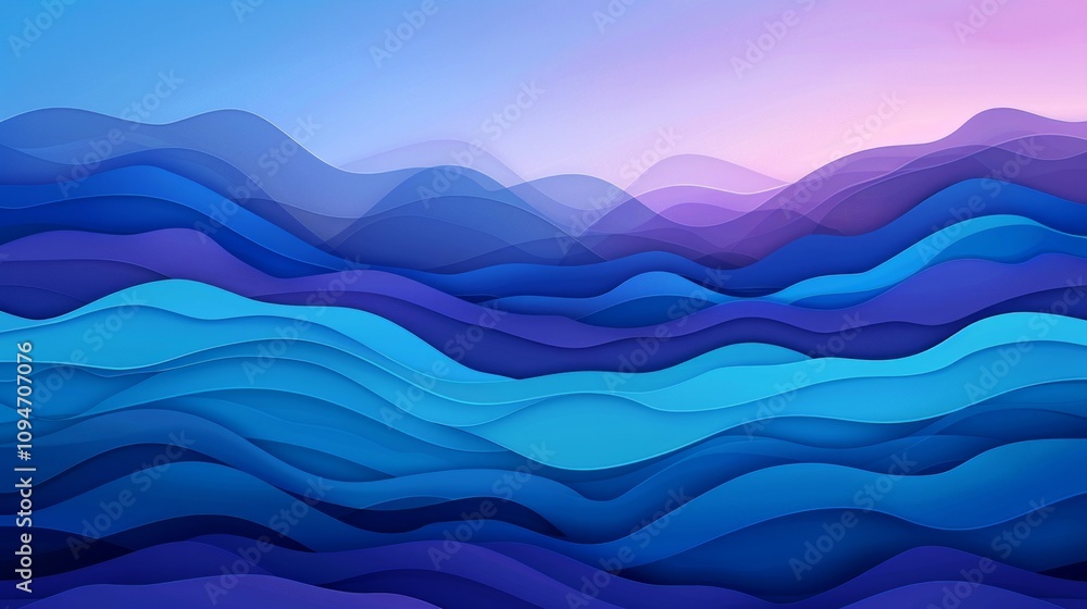 Abstract waves in shades of blue and purple. Abstract waves in shades of blue and purple.