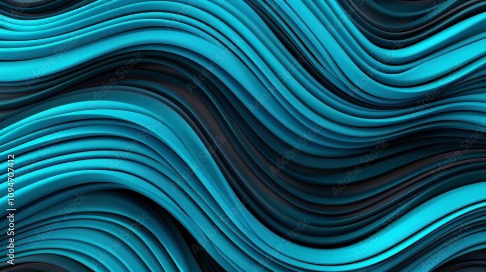 Abstract waves in turquoise and black tones. Abstract waves in turquoise and black tones.
