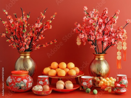 Chinese New Year decorations, cultural symbols for the new year photo