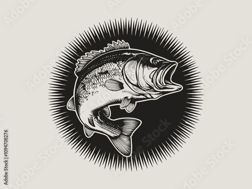 A fish head and a fish in the middle of a forest. A poster that says fish set on it.
